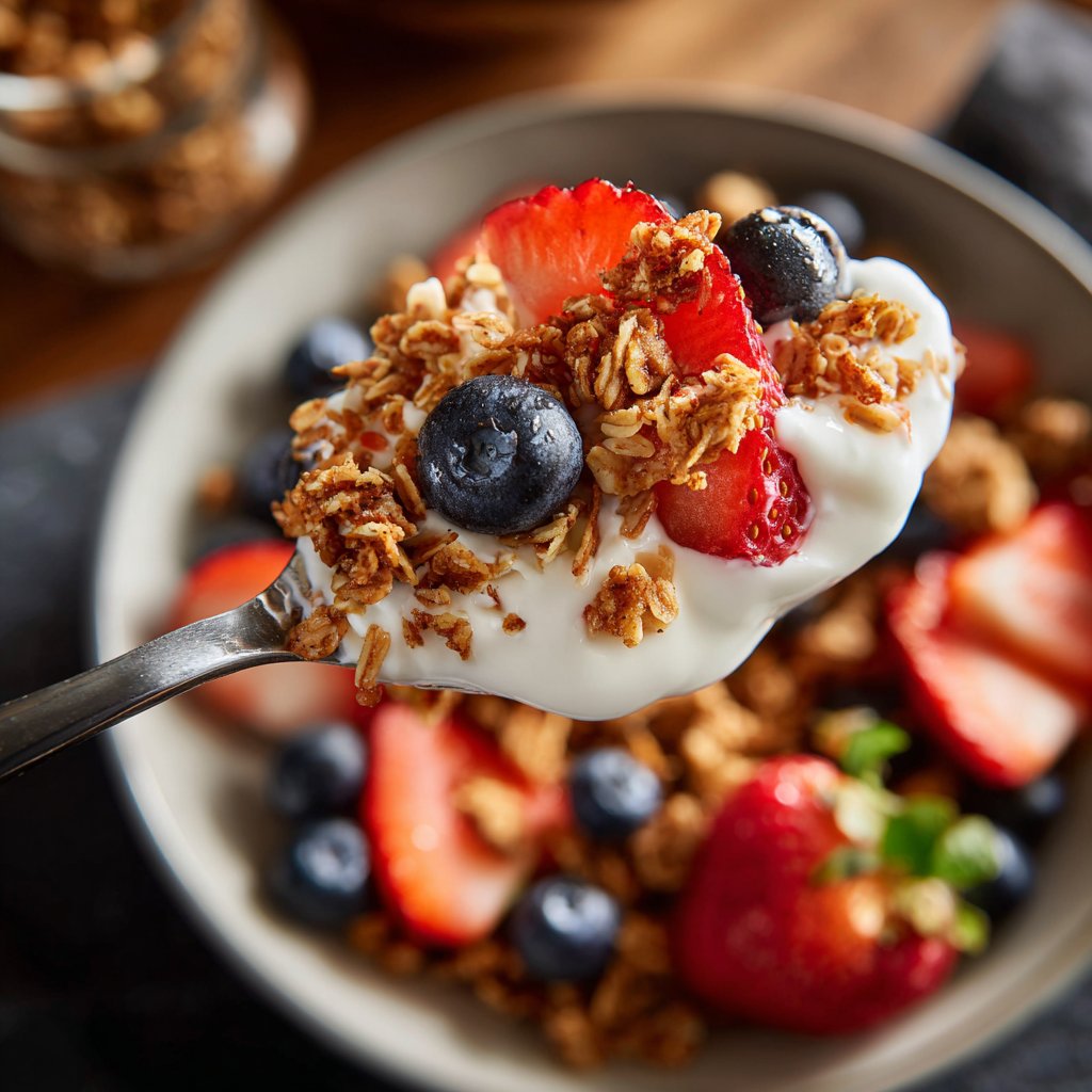 Frühstück mit Joghurt und Obst