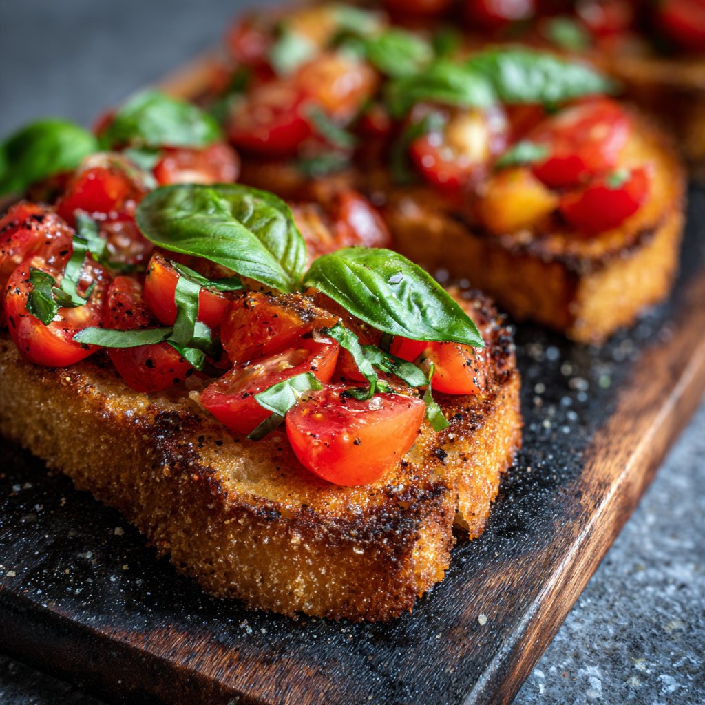 Bruschetta mit Tomaten und Basilikum