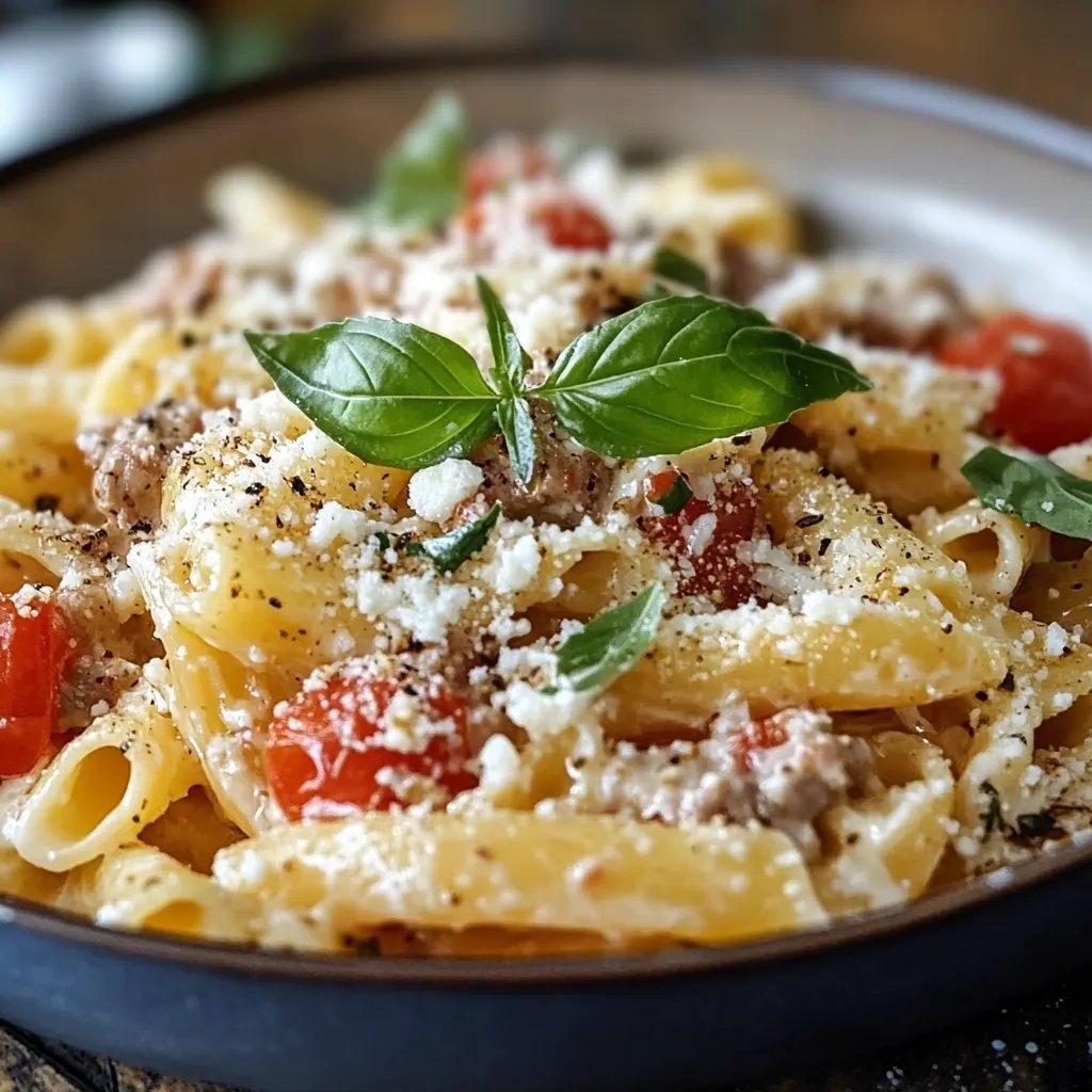 Rigatoni in Hack-Feta-Creme