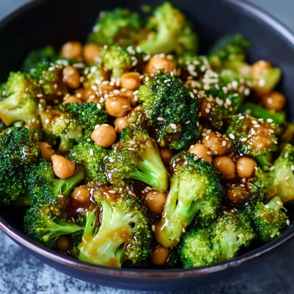 Knoblauch Brokkoli Wok-Gericht mit Kichererbsen