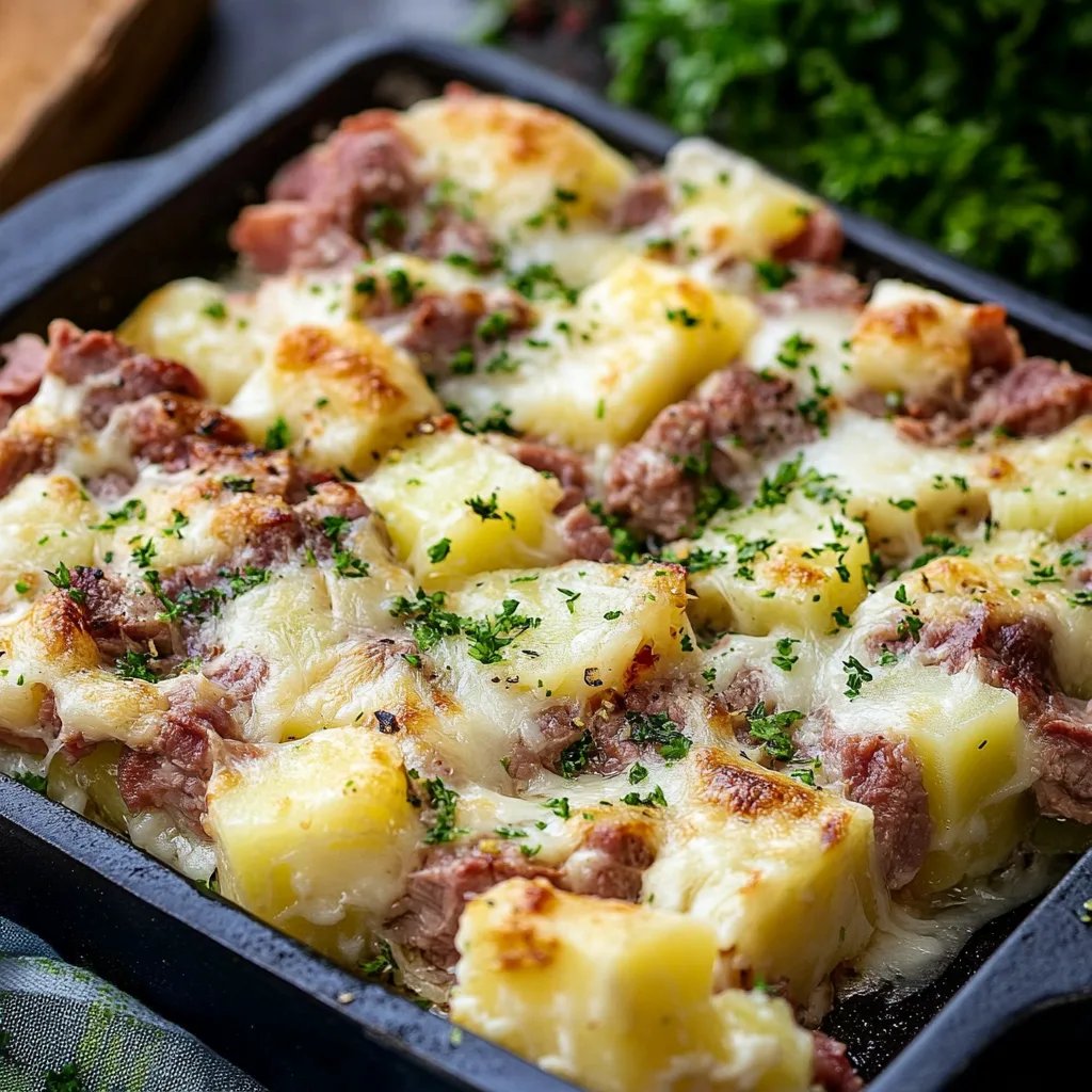 Auflauf mit Kartoffeln, Kohlrabi und Hackfleisch