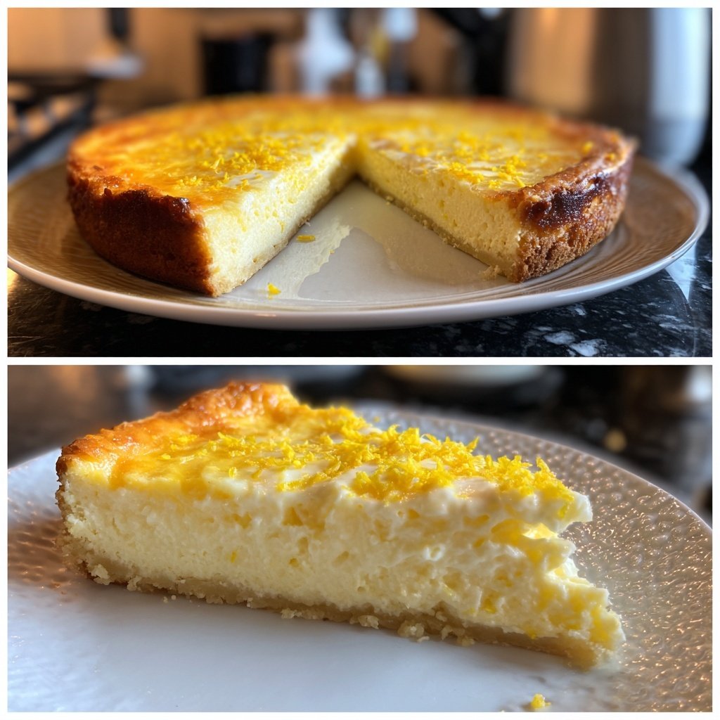 Käsekuchen mit Zitronenabrieb und Quark