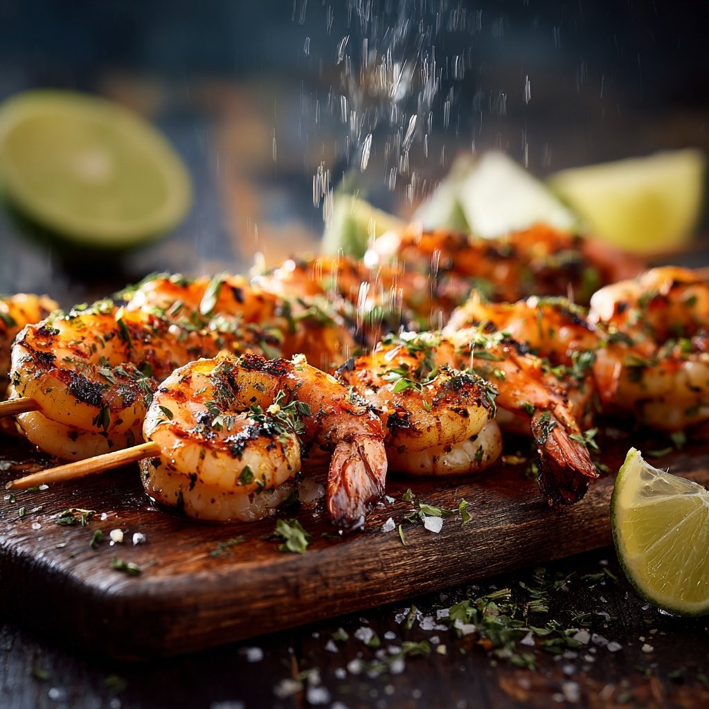 Gegrillte Garnelen Spieße Mit Limette