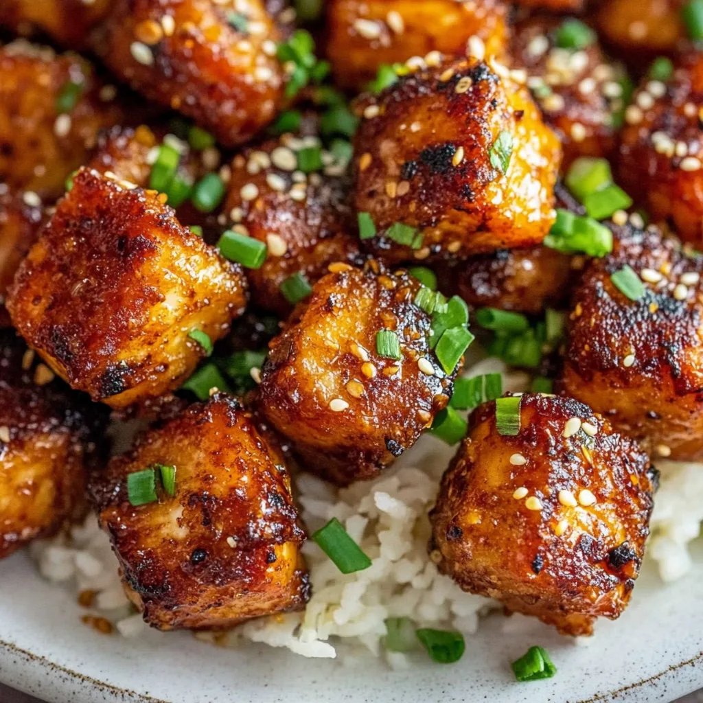 Knusprige Honig-Knoblauch-Lachs-Bites