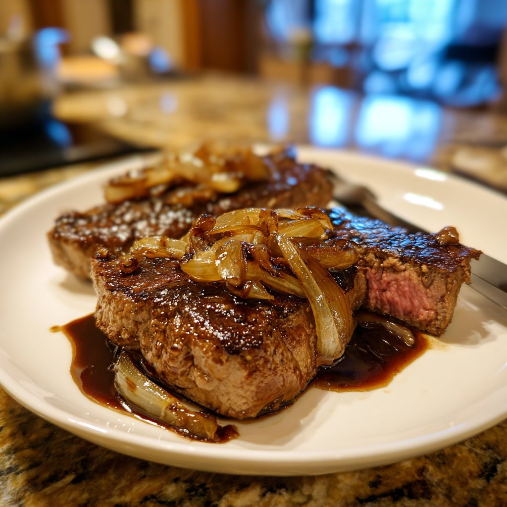Steak mit Balsamico-Zwiebeln