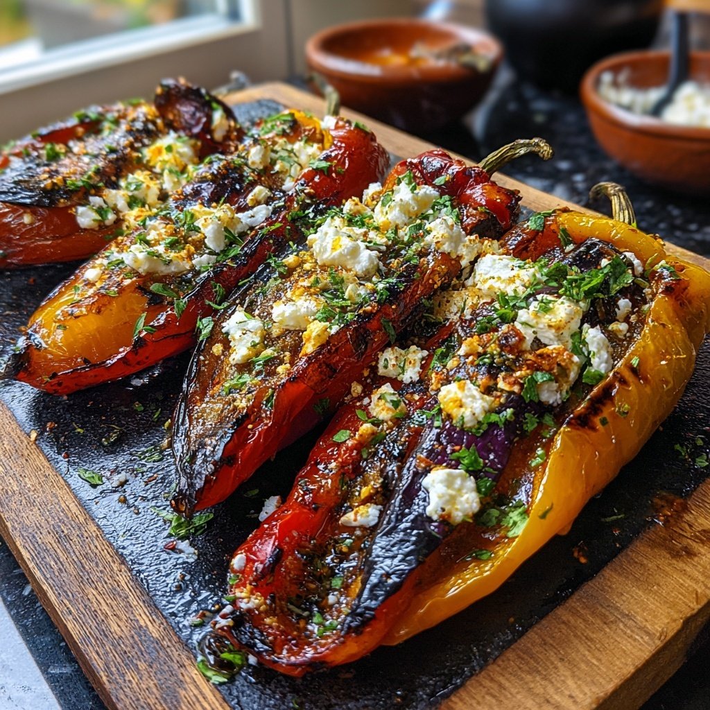 Gegrillte Paprika Mit Feta