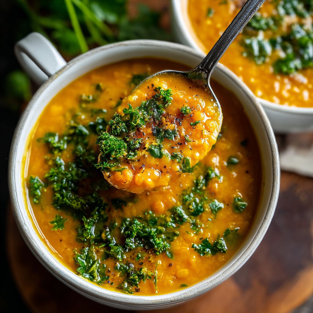 Linsensuppe mit Petersilie